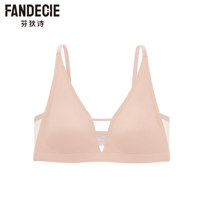 Special Clearance Price at the Counter: Fandecie Women's Foundation-Like Lingerie, Sexy Mesh Deep V Wireless Seamless Medium-Thick Bra
