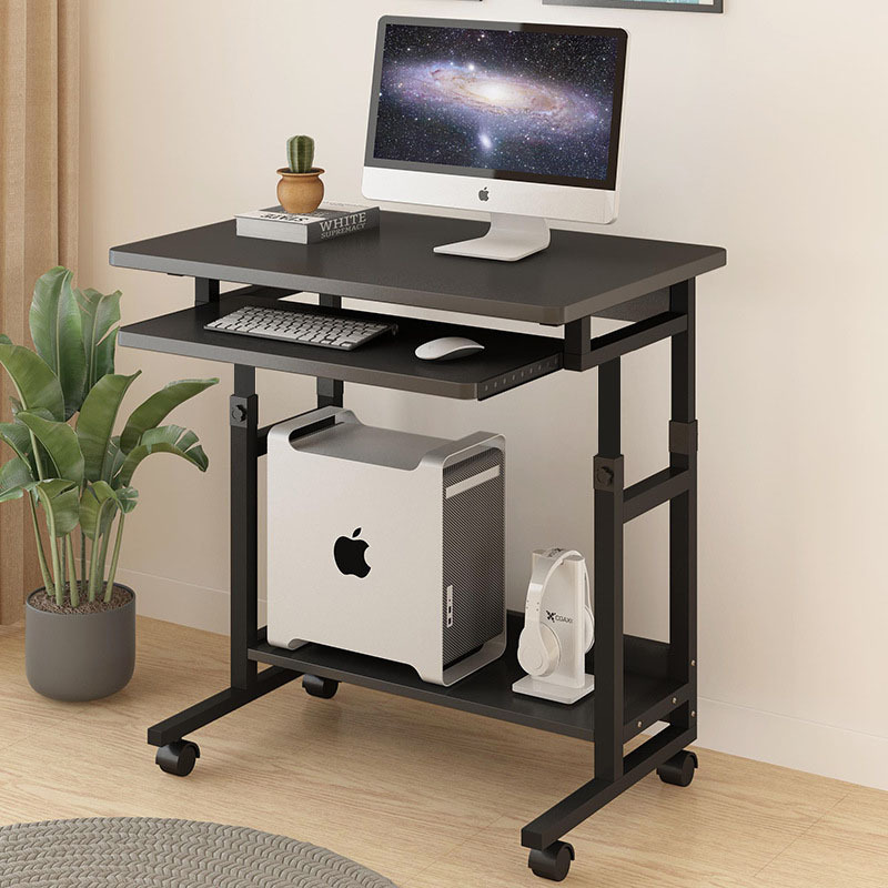 Adjustable Computer Desktop Table for Home Use, Movable Laptop Bedside Table, Small Office Desk, Economical with Keyboard Tray