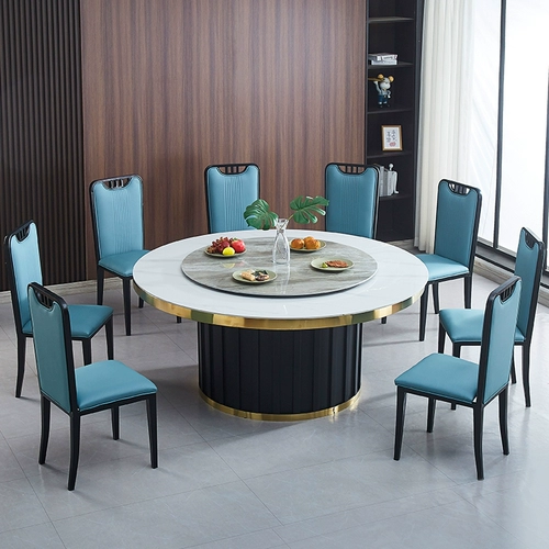 Новый китайский отель Большой круглый стол 15 -Pperens Hotel Hot Pot Club Business Light Luxury High -End Rock Plate Electric Table