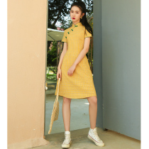 Cheongsam can be worn every day 2021 new young girl dress improved fashion loose plaid modern style