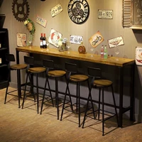 Mô hình thực tế cửa sổ bàn cà phê cafe cafe gỗ dài bóng loáng sắt rèn nội thất phòng ngủ bàn cao 8 - Giải trí / Bar / KTV bàn ghế bar