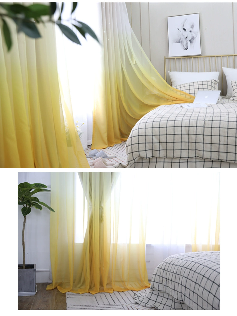 Pastoral Curtains for Living Dining Room Lace Fabric Hollow Star Kids Curtain for Bedroom Tulle Curtain Gradual Change Fantastic