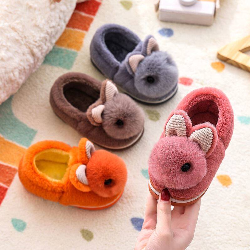Children's cotton slippers boys children's wool slippers baby girls cotton shoes women's bag with cute 2021 new style