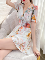 Internet celebrity thin chiffon jumpsuit womens 2021 summer new temperament thin shorts casual printed jumpsuit