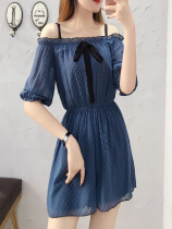 2021 summer new wave dot jumpsuit womens temperament one-piece collar suspenders chiffon jumpsuit womens summer shorts