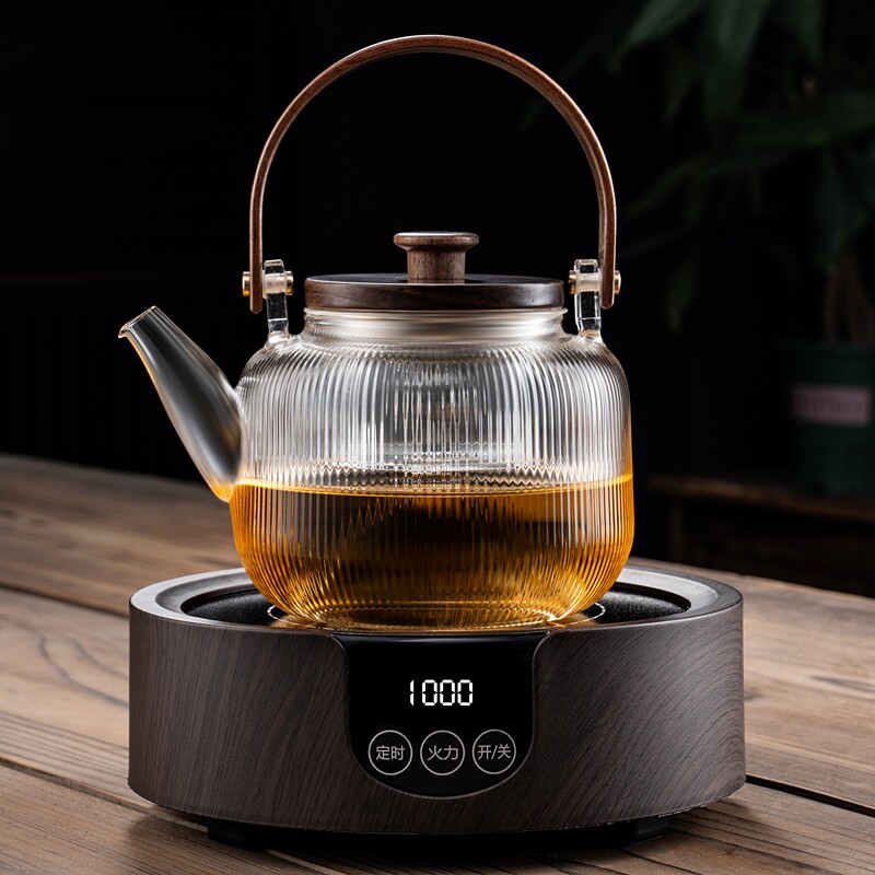 Scented tea set set black crystal stove tea maker insulation tea stove health kettle glass lift beam steam teapot household