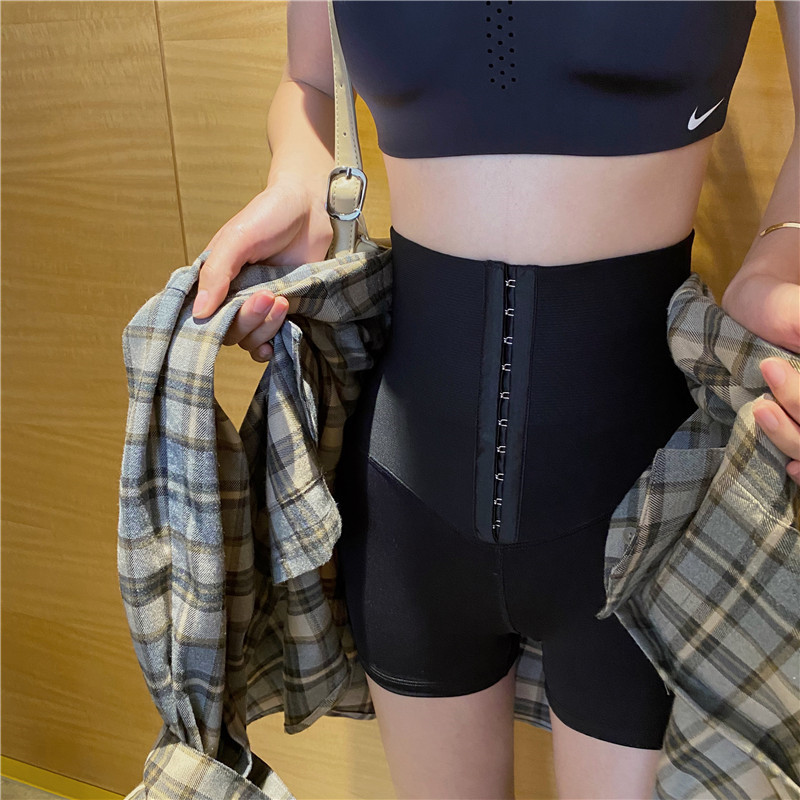 Summer breasted belly pants not curling fat MM safety pants women can wear bottoming shaping shorts thin three-point pants