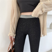 Pure Cotton Sparkling Starry Underpants Woman Outside Wearing Summer 90% Bright Silk High Waist Display Slim Elastic Thread Tight Fit Pants