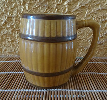 Old Tea Cup Old Beer Glass 80s Exit Yellow Glazed Barrel Shaped Old Cup Whole Pint Objects Photos Nostalgic other collectibles