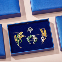 Autumn and winter new inlaid crystal zircon pearl brooch femininity versatile wheat ear brooch high-end suit accessories