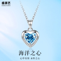 s925 silver necklace womens autumn all-match heart of the ocean sterling silver clavicle chain eternal heart birthday gift for girlfriend