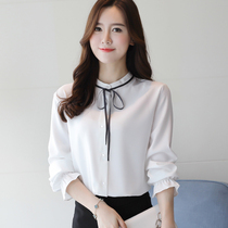 Chiffon Blouse Women Long Sleeve Autumn 2021 New Korean Joker OL Temperament Shirt White