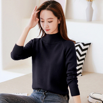 Half high collar short sweater women autumn and winter 2021 New Fashion thick small knit base shirt ladies Joker