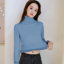 Plus velvet small high neck sweater women autumn winter wear 2020 new style short style thick knitted base shirt