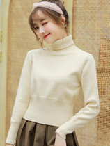 Turtleneck sweater women autumn and winter 2021 new foreign style short coat small man thick thick knitted base shirt women inside