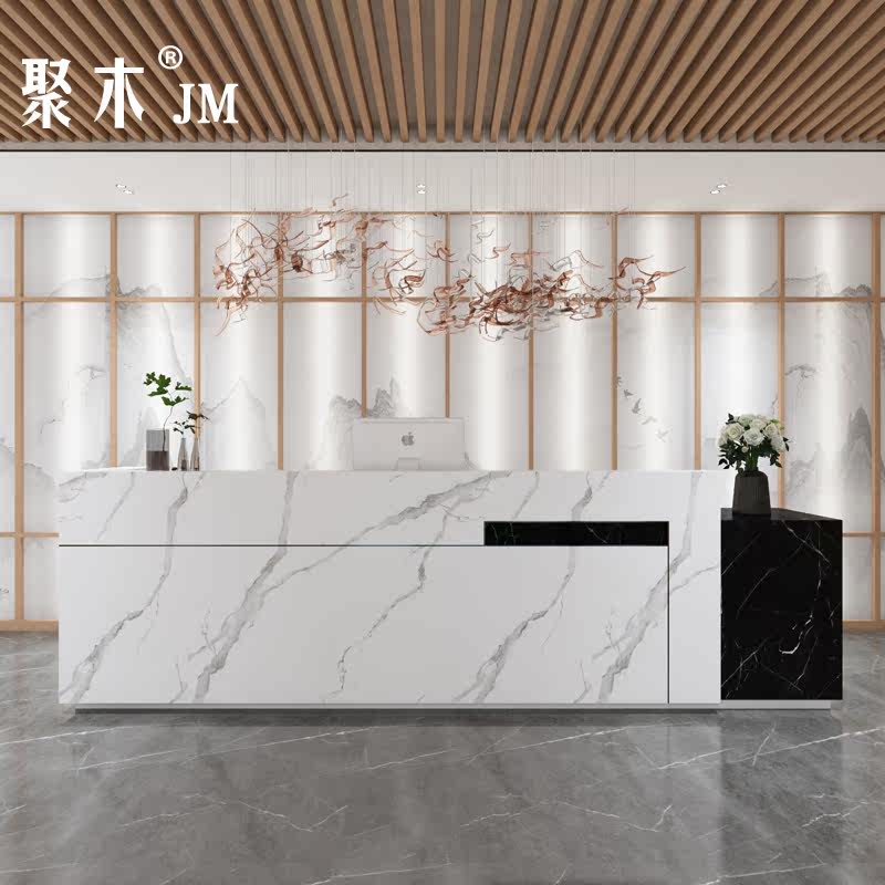 Simple modern cashier counter shop imitation marble counter clothing store club hair salon company front desk reception desk