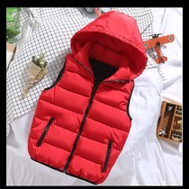 Down Cotton Suit Waistcoat Male Vest Casual Autumn Winter Clothing Cashless Jacket Kan Shoulder associated with detachable hat waistcoat waistcoat