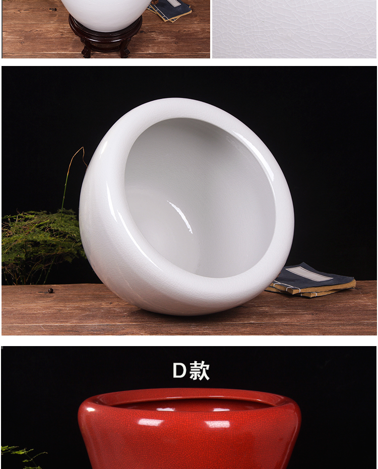 Jingdezhen bể cá gốm lily nước chậu hoa sen xi lanh thêm cá lớn bát cá vàng rùa bể nhà trang trí phòng khách - Trang trí nội thất shop bán đồ dcor phòng