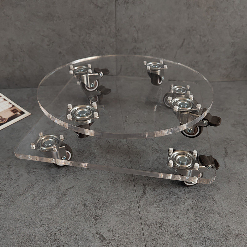 Transparent acrylic removable tray universal wheel flower pot roller household appliances with pulley base flower tray bracket