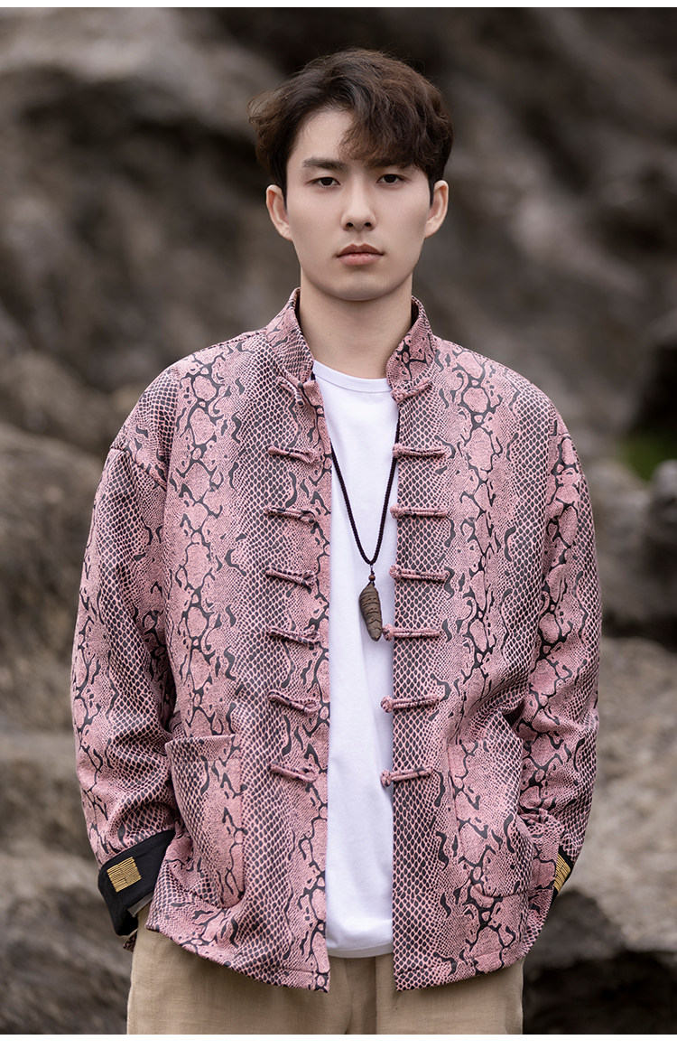 東洋美学 中国風マンダリンボタン 蛇柄ジャケット loneliness