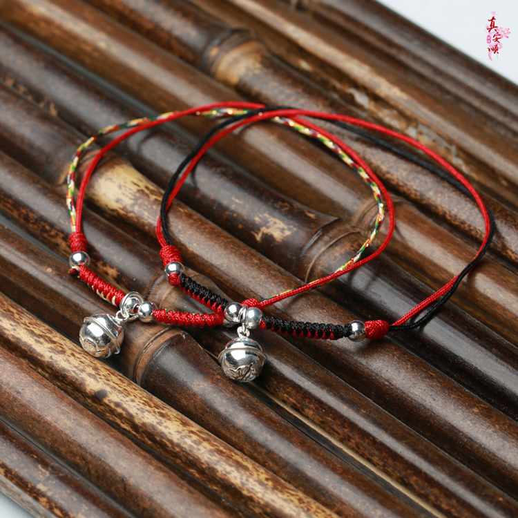 Cuộc sống của Zhen An Shun năm 99 sterling bạc vòng chân bạc linh hồn ác chuông bạc đầy màu sắc dây đỏ vòng chân vòng đôi nam nữ mới vòng đeo chân nữ