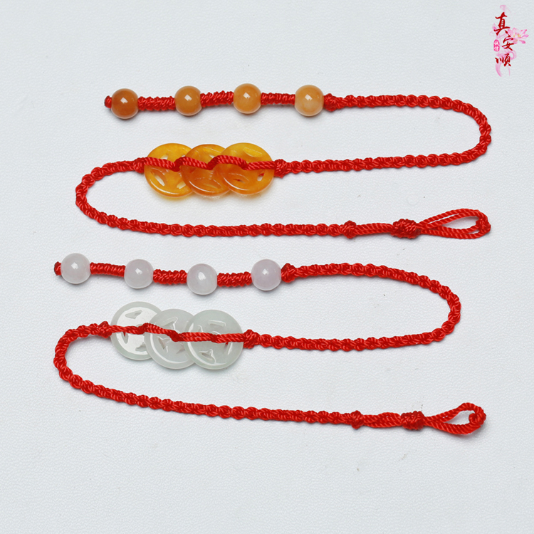 Chân vịt ngọc bích tự nhiên Anshun cũ topaz nguồn tài chính cán Wang Xueye giúp tình yêu may mắn thân đỏ lắc chân nữ thủ công
