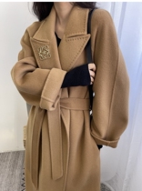 Gross coat woman 2021 New high-end lacing foreign air moose double face cashmere big coat woman with thickening