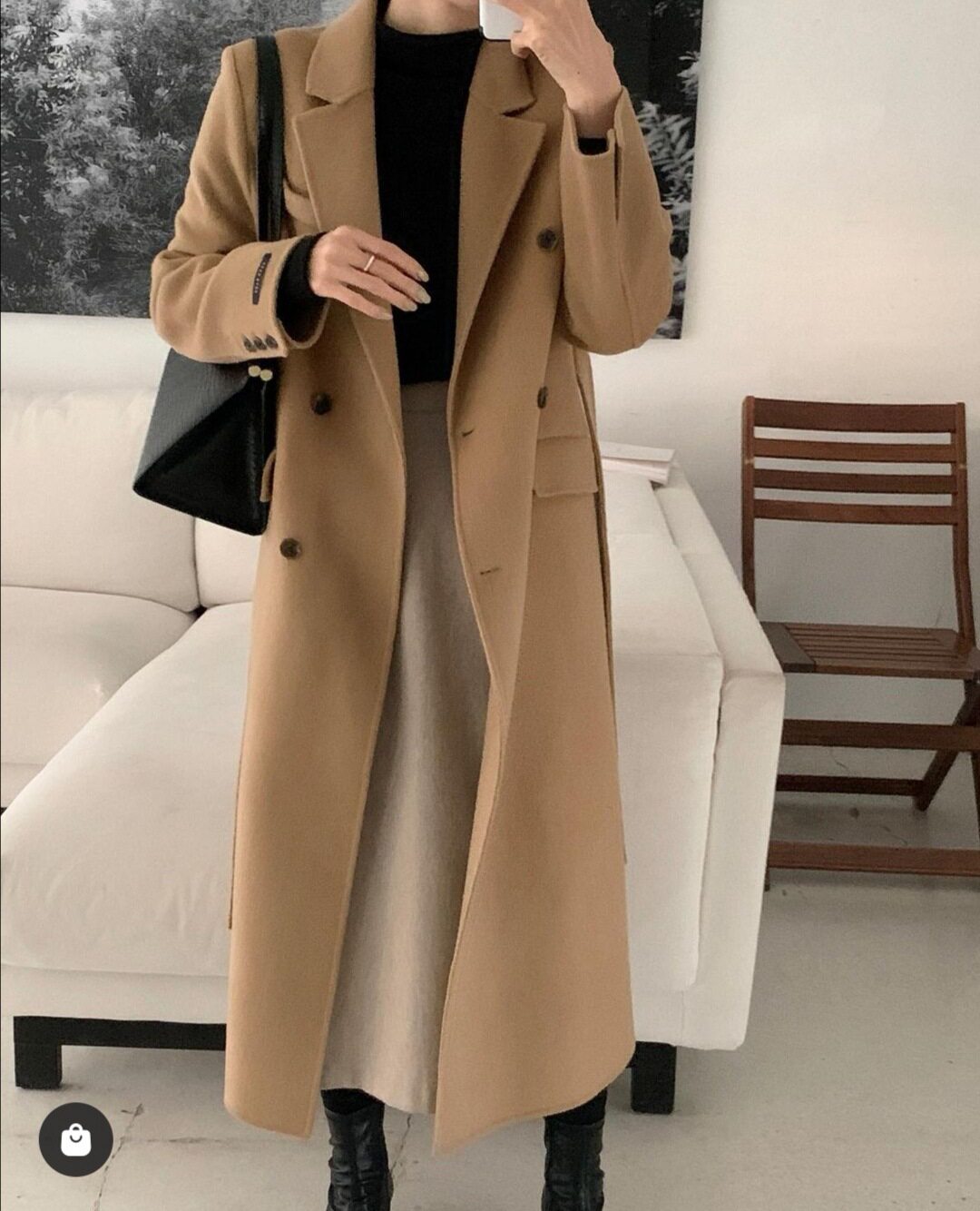 Little sub-fur coats women South Korea 2021 autumn winter new sashimi double face cashmere big coat female medium long version