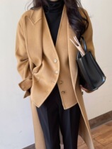 Machia two sets of fur coats women 2021 new temperament foreign air style Double Face Cashmere Coat Woman medium length