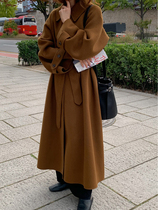 2021 Winter new wool coat female Korean version loose atmosphere black double-sided cashmere coat female long