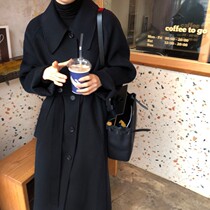 Double face cashmere big coat Girl with long section 2021 New Korean version dolls collar black bifacial hair what about the women?