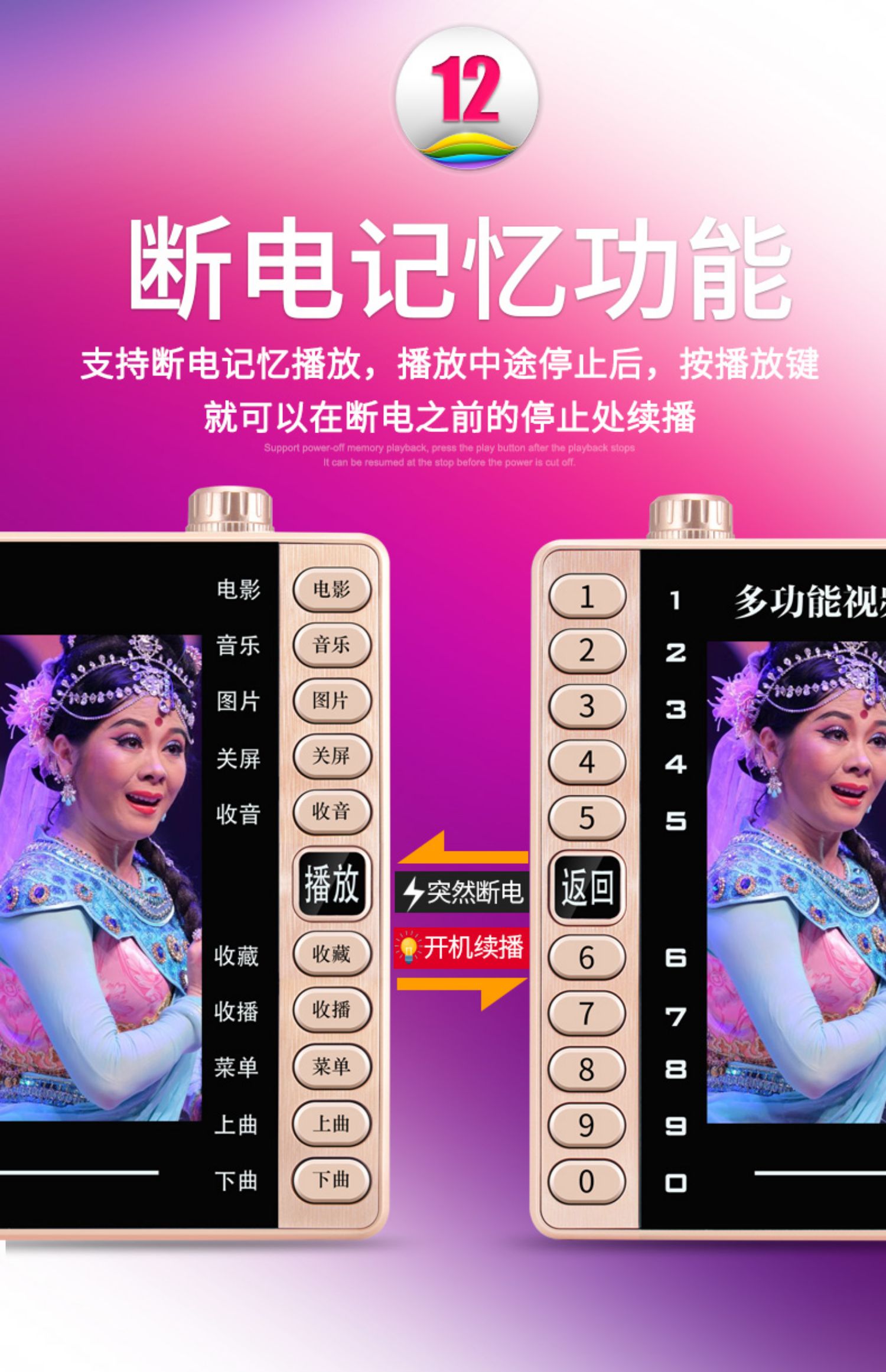 may chieu Jinzheng Opera máy 19 inch thẻ cũ HD máy hát đa chức năng vuông nhảy máy nghe nhạc video radio mới di động sạc kể chuyện Walkman nghe TV cũ - Trình phát TV thông minh modem wifi 5g