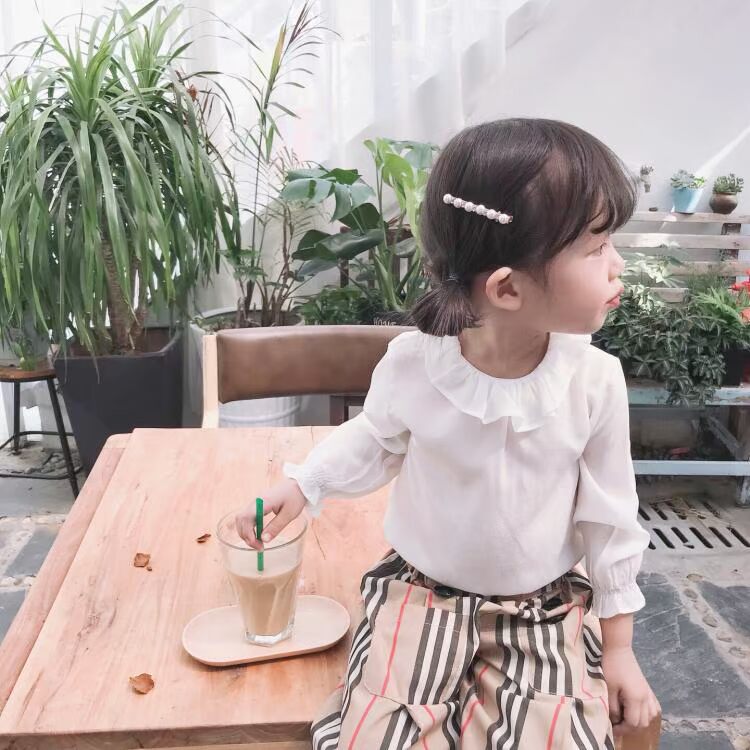 Sản phẩm mới miu bé gái nhà siêu đẹp cổ áo cánh sen lụa 100 đôi dâu tằm đốm - Áo sơ mi bexinhshop shop