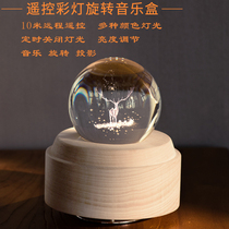 Poured into comic area shuang ren chuang jia remote lights Crystal Ball Music Box Music Box Girls