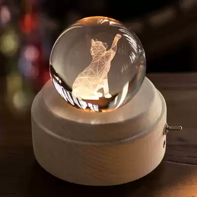 Music box cat music box cute kitten crystal ball birthday gift to send best friend girlfriend Girl National Day