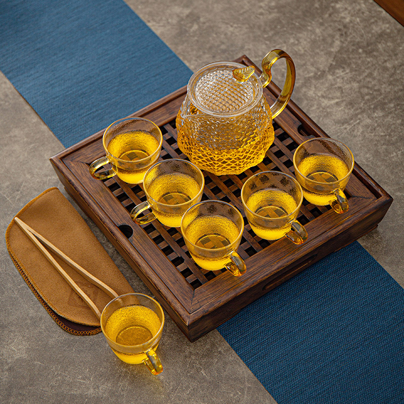 Xia Wei Kung Fu glass tea set tea cup tray simple household tea sea small tea table storage water tea tray small tea table