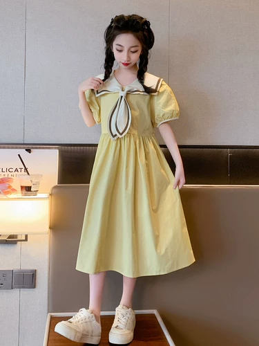 Летнее платье, юбка, летняя одежда, детский военно-морской наряд маленькой принцессы, коллекция 2023, подходит для подростков, популярно в интернете