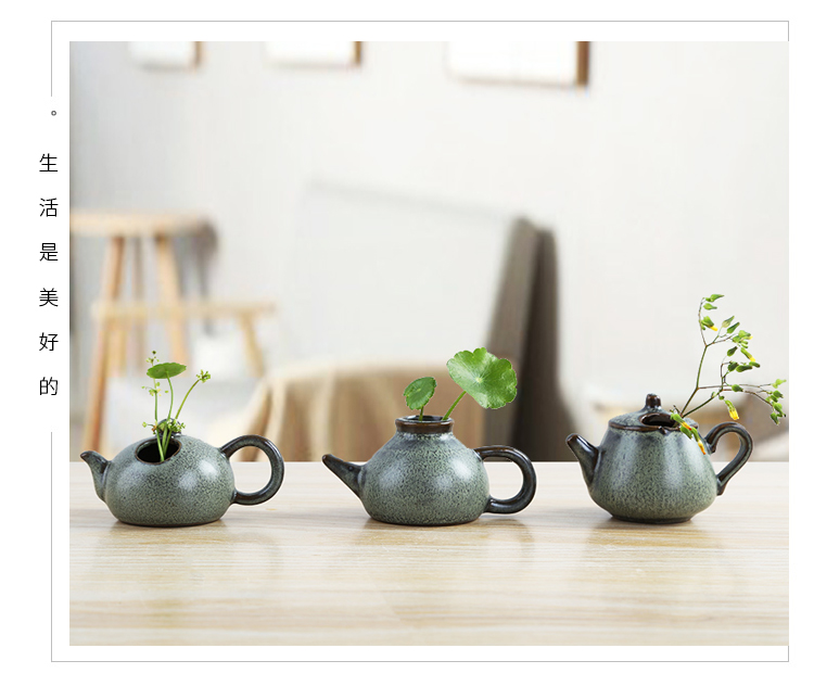 Đá gốm Zen bình hoa nhỏ cá tính thủy canh bàn hoa chèn Trung Quốc retro hoa phòng trà trang trí nhà - Vase / Bồn hoa & Kệ chậu trồng mai