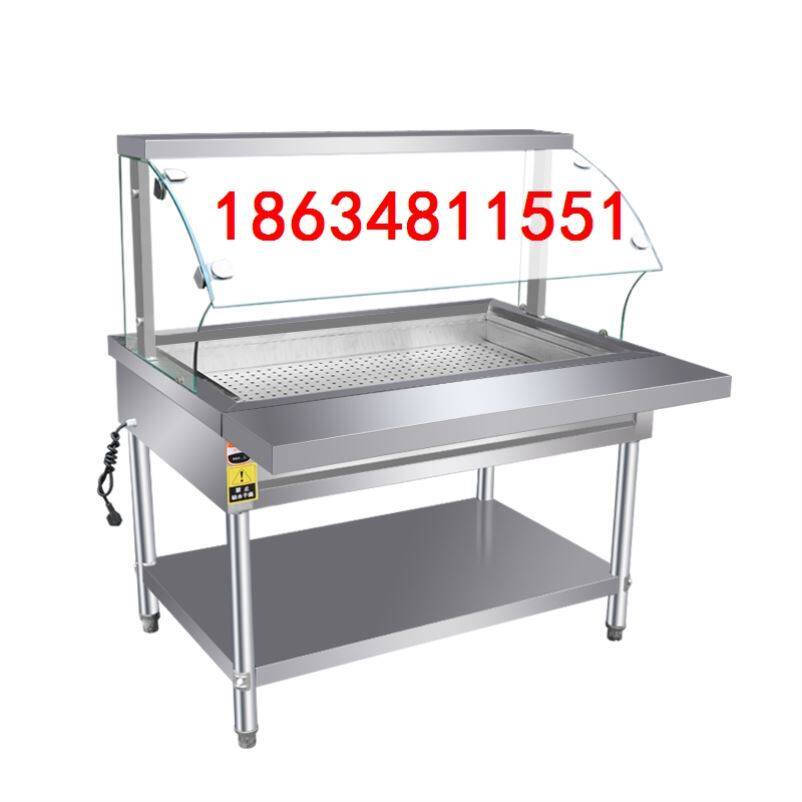 Fast food heat preservation table commercial stainless steel electric heating heat preservation soup pool restaurant kitchen canteen sales table steaming vegetable cart