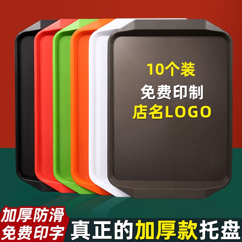 Plastic Tray for Commercial Catering, Rectangular Serving Tray, Thickened Fast Food Tray for Restaurants, Non-Slip Tray for Canteens