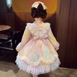 Платье принцессы Лолиты для девочек, осенняя одежда для маленьких девочек, новинка 2025 года, детское пышное радужное сетчатое платье в западном стиле
