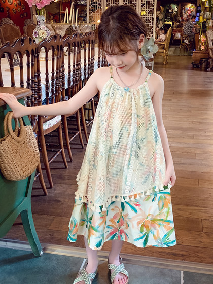 女童夏装吊带连衣裙2025新款洋气儿童波西米亚沙滩裙女孩休闲裙子