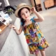 Bộ đồ bé gái mùa hè 2018 mới dành cho trẻ em Hàn Quốc xòe dây buộc đầu + quần short hai dây phù hợp với quần 2