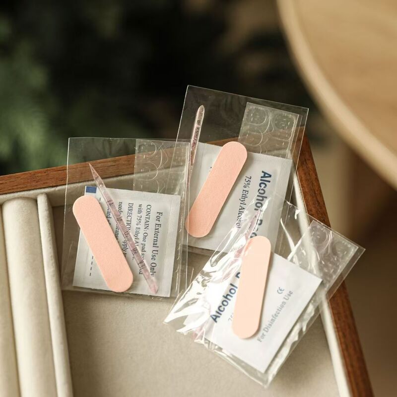 Nail Art Tool Kit Set with Super Sticky Jelly Glue, Alcohol Pads, Orange Wood Sticks, Small Rubbing Strips, Nail Adhesive Glue