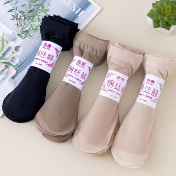 Thin Silk Stockings for Women, Summer Anti-Snagging, Flesh-Colored, Velvet Crystal Silk, Non-Slip