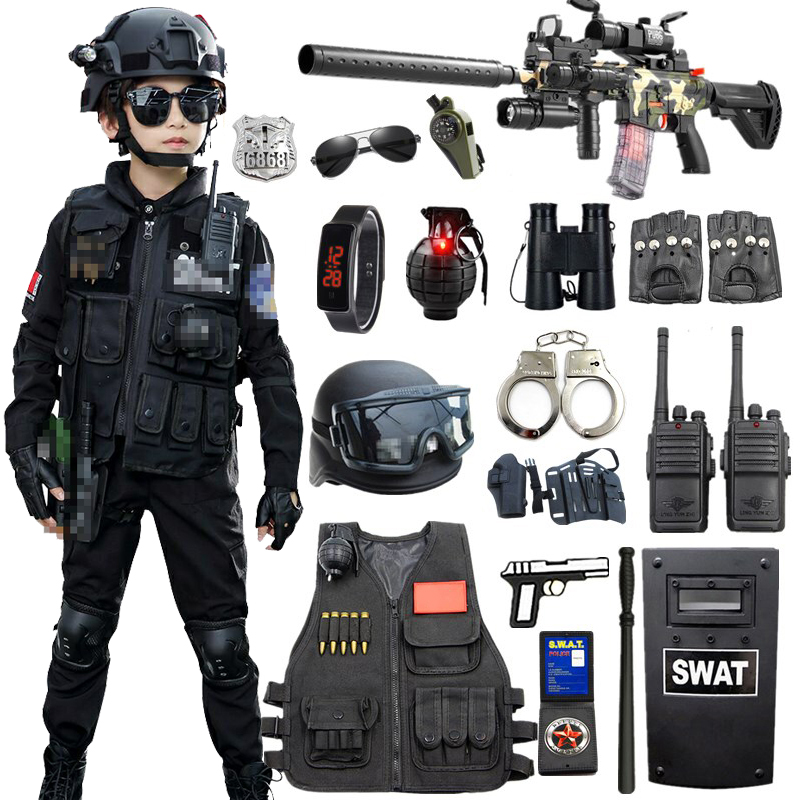Child Special Soldier Toy Gun Suit Boy Emulation Outdoor Cs Special Police Clothing Plus Suede Small Cop Toy Equip-Taobao