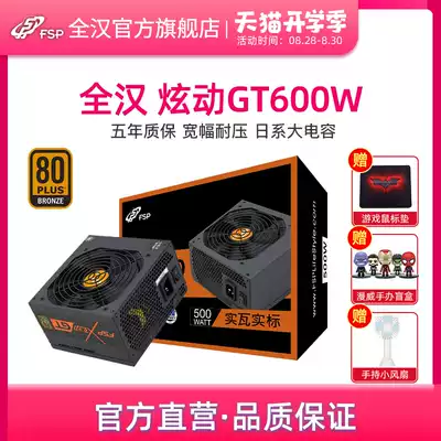 FSP Blue storm dazzle GT500 Rated 500W 600W 700W Computer power supply Desktop computer bronze medal diy water-cooled host power supply