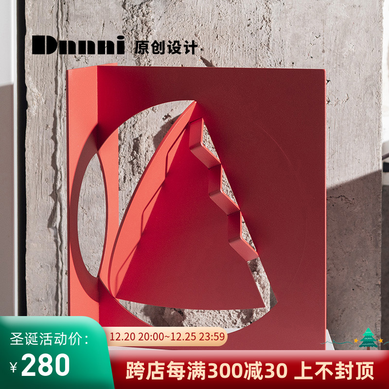 Dnnni Memphis style square decoration red modern minimalist home living room foyer model room craft jewelry