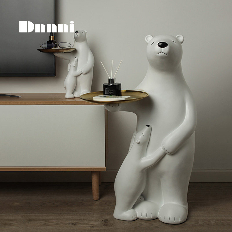 Dnnni Creative Polar Bear Floor Pendulum of Xuan Guan Tray Containing indoor Living Room Adornment Large Bear Pendulum