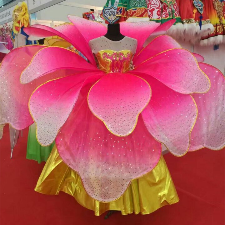 Opening Dance Petal Skirt with Large Flare, Floral Performance Costume for Large-Scale Dance Performances, Modern Dance Accompaniment Petal Long Skirt